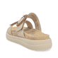 Braune vegane remonte Damen Pantoletten D2N51-20 mit einem Klettverschluss. Schuh von hinten.
