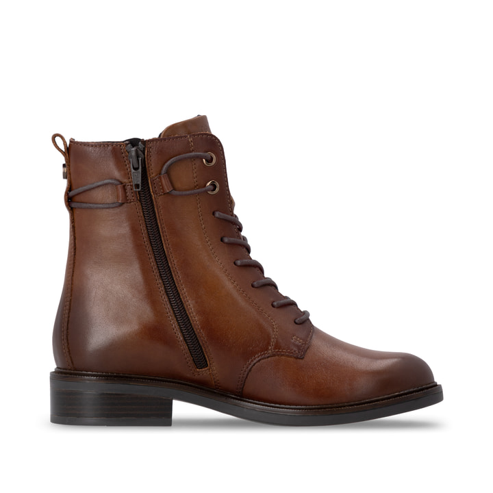 Braune remonte Damen Schnürstiefel D2W80-24 mit einem Reißverschluss. Schuh Innenseite.