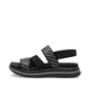 Schwarze remonte Riemchensandalen D1J59-03 mit einem Gummizug. Schuh Außenseite.
