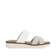 Weiße vegane remonte Damen Pantoletten D2048-90 mit einem Klettverschluss. Schuh Innenseite.