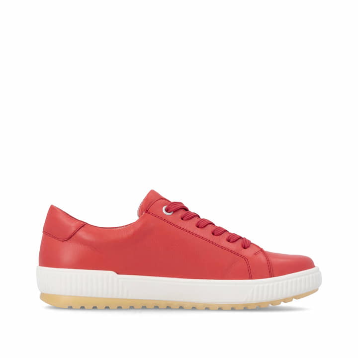 Chaussures à lacets remonte rouges pour femme D0700-33. Côté intérieur de la chaussure.