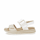 Weiße remonte Riemchensandalen D1J53-80 mit einem Klettverschluss. Schuh Außenseite.