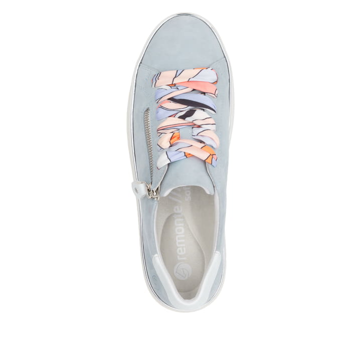 Blaue remonte Damen Sneaker Low D1C06-12 mit Reißverschluss sowie Komfortweite G. Schuh von oben.