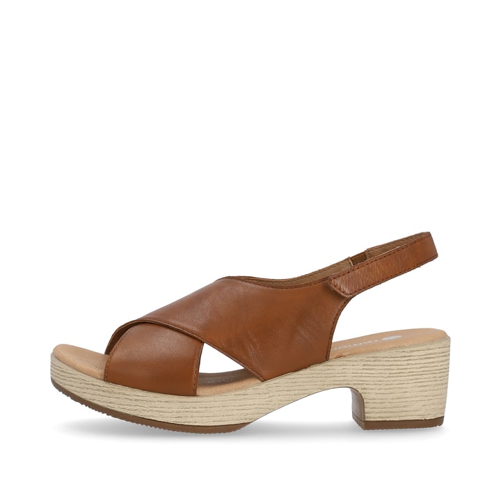 Cremebeige remonte Damen Pantoletten D0N53-80 mit einer leichten Sohle mit Blockabsatz. Schuh Innenseite