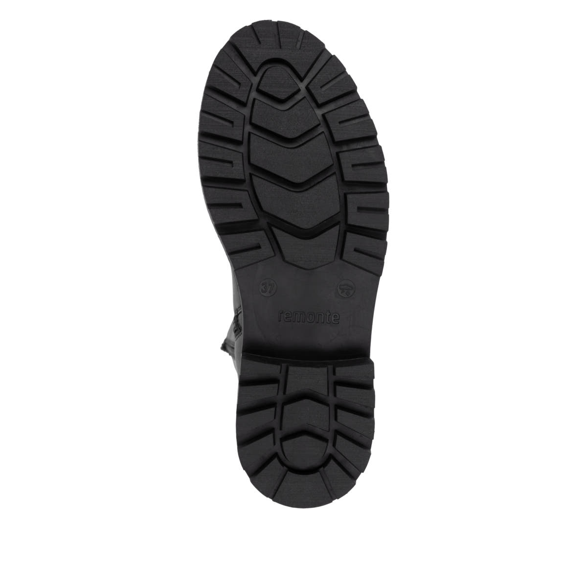 Schwarze remonte Hochschaftstiefel D0B72-01 mit wasserabweisender TEX-Membran. Schuh Laufsohle.