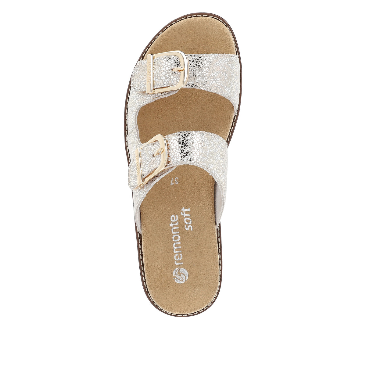 Nussbraune remonte Damen Riemchensandalen D2067-60 mit einer flexiblen Profilsohle. Schuh seitlich schräg