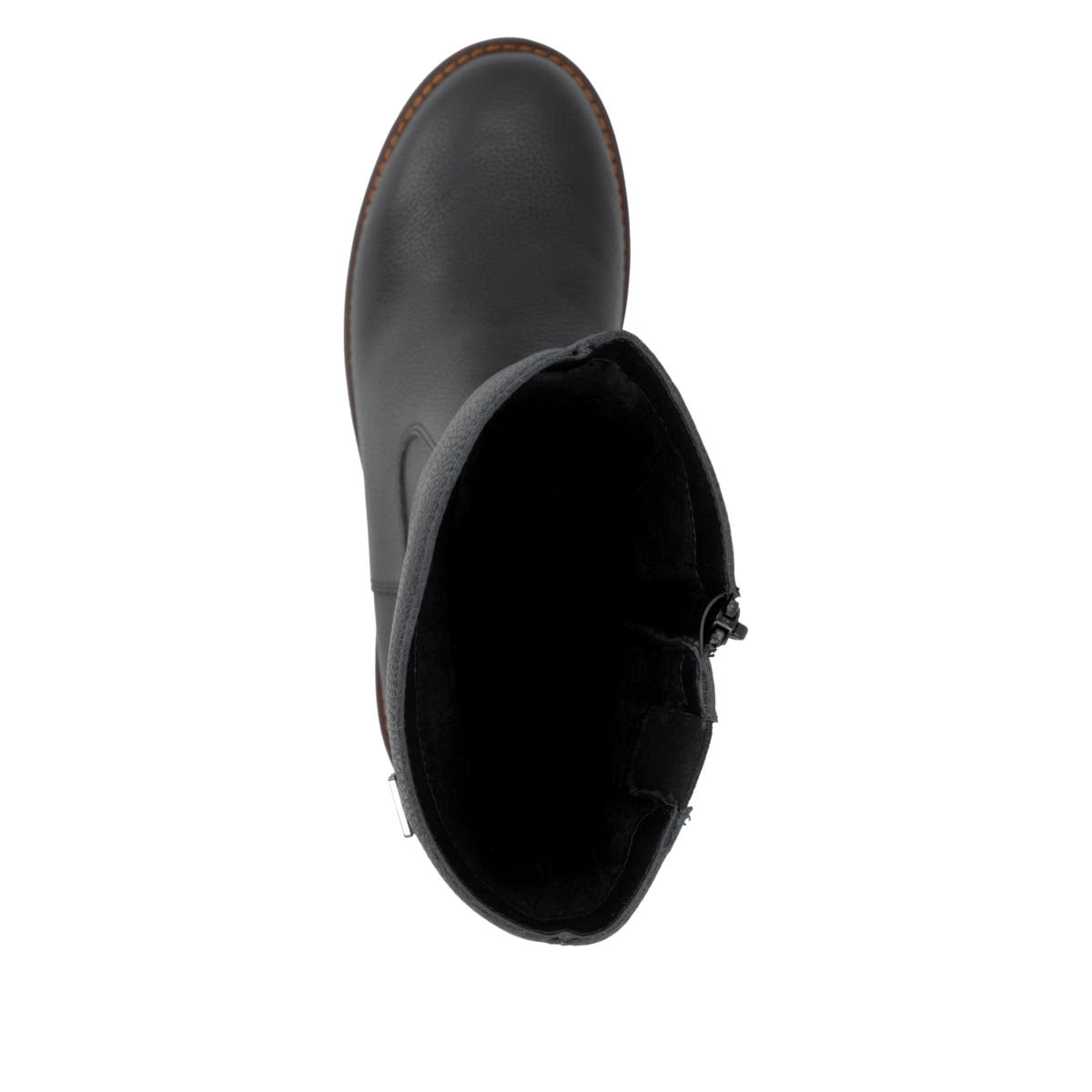 Schwarze remonte Hochschaftstiefel D0A75-01 mit wasserabweisender TEX-Membran. Schuh von oben.