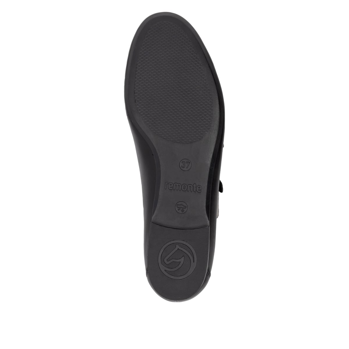 Schwarze remonte Damen Loafer D0K11-00 mit einer Schnalle. Schuh Laufsohle.