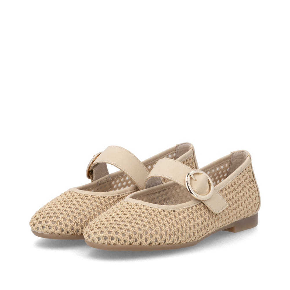 Ballerines remonte marron pour femme D0K17-20. Chaussures inclinées sur le côté.