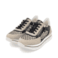 Schwarze vegane remonte Damen Sneaker Low D1329-03 mit einem Reißverschluss. Schuhpaar seitlich schräg.