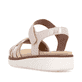 Rosafarbene vegane remonte Riemchensandalen D2058-31 mit einem Klettverschluss. Schuh von hinten.