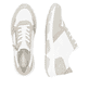 Weiße remonte Damen Sneaker Low D1S03-81 mit Reißverschluss sowie Komfortweite G. Schuh von oben, liegend.