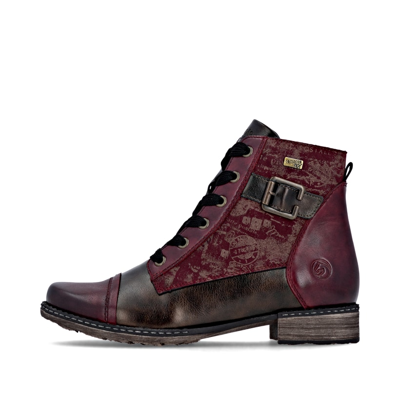 Bottes à lacets remonte rouges femmes D4381-35 avec membrane remonteTEX. Côté extérieur de la chaussure.