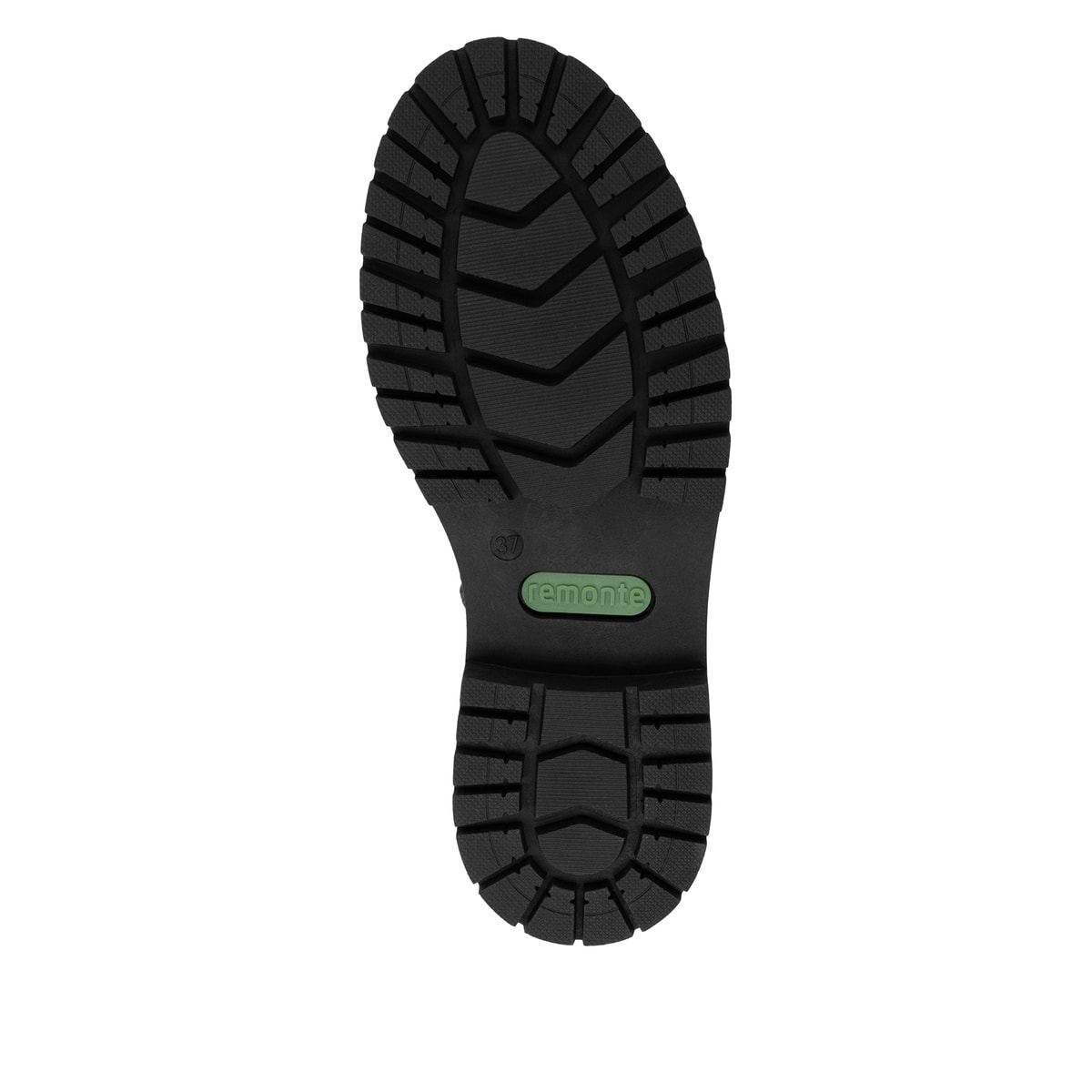Schwarze remonte Hochschaftstiefel D4B71-00 mit wasserabweisender TEX-Membran. Schuh Laufsohle.