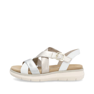 Metallische remonte Riemchensandalen D2K53-91 mit einem Klettverschluss. Schuh Außenseite.