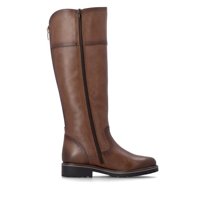 Braune remonte Hochschaftstiefel R6581-24 mit wasserabweisender TEX-Membran. Schuh Innenseite.