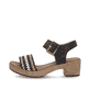 Schwarze remonte Riemchensandaletten D0N58-03 mit einem Klettverschluss. Schuh Außenseite.