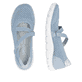 Blaue remonte Ballerinas D3G05-12 mit einem Klettverschluss sowie Komfortweite G. Schuh von oben, liegend.