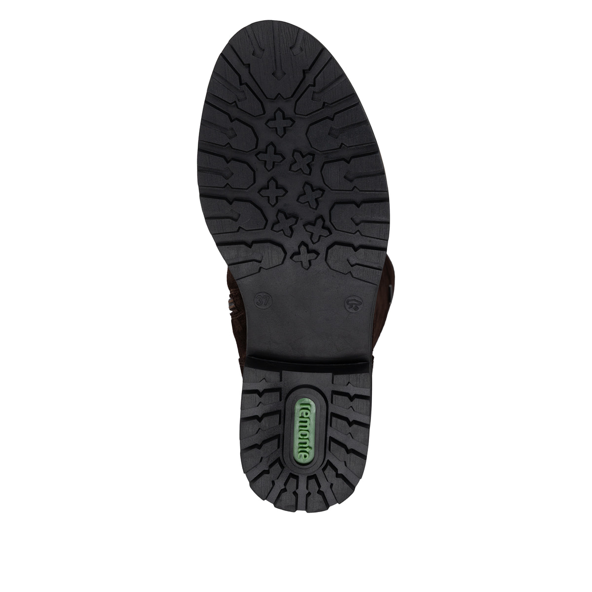 Dunkelbraune remonte Hochschaftstiefel R6581-25. Schuh Laufsohle.
