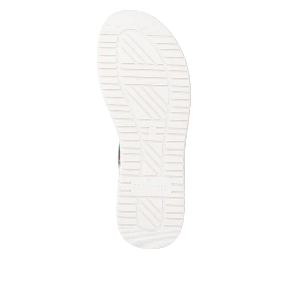 Grünbeige remonte Riemchensandalen D3J53-52 mit einem Klettverschluss. Schuh Laufsohle.