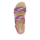 Mehrfarbige vegane remonte Riemchensandalen D2K52-90 mit einem Klettverschluss. Schuh von oben.