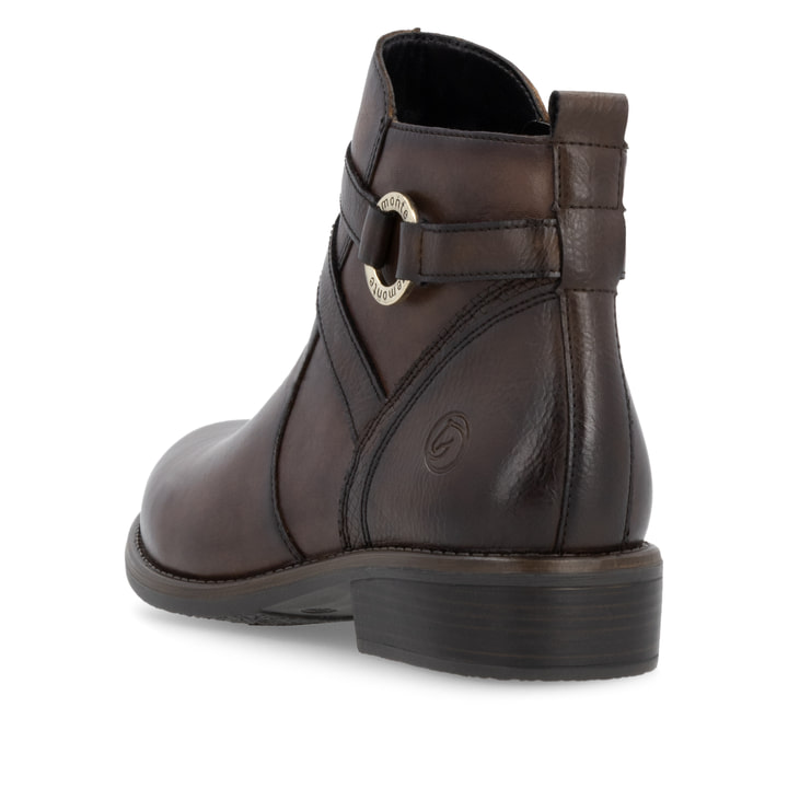 Bottines remonte marron pour femme D0F77-25 avec élément décoratif. Chaussure vue de dessus.
