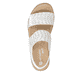 Silberne remonte Keilsandaletten D0Q63-91 mit einem Klettverschluss. Schuh von oben.