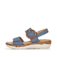 Blaue remonte Riemchensandalen R6853-14 mit einem Klettverschluss. Schuh Außenseite.