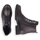 Bordeauxfarbene remonte Damen Schnürstiefel D8671-35 mit einem Reißverschluss. Schuh von oben, liegend.