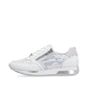 Reinweiße vegane remonte Damen Sneaker D0H12-80 mit einem Reißverschluss. Schuh Außenseite.