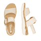 Beige remonte Riemchensandalen R6853-61 mit einem Klettverschluss. Schuh von oben, liegend.