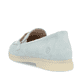 Blaue remonte Damen Loafer D2F00-12 mit Gummizug sowie gepolsterter Einlegesohle. Schuh von hinten.