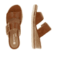 Braune remonte Damen Pantoletten D3068-24 mit einem Klettverschluss. Schuh von oben, liegend.
