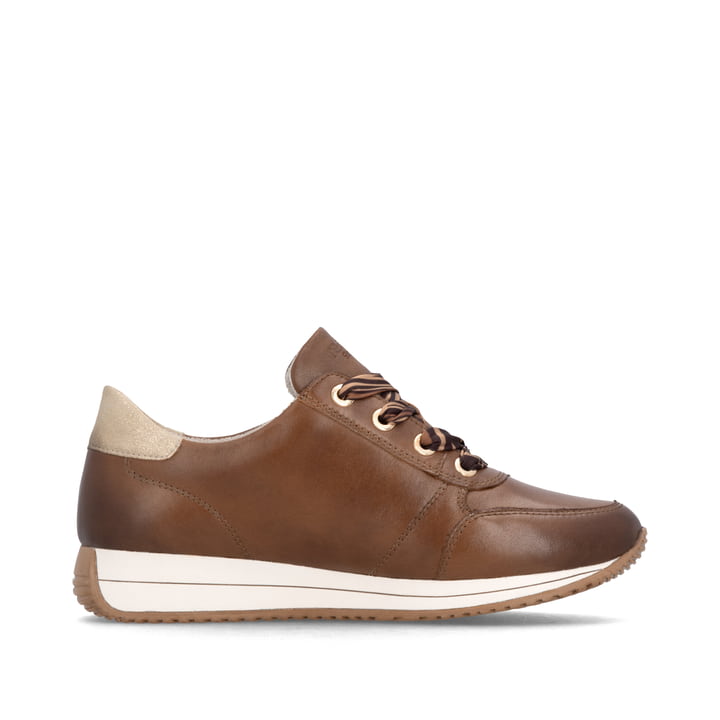 Baskets basses remonte marron pour femme D0H11-25 avec fermeture éclair. Intérieur de la chaussure.
