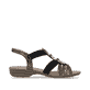 Nachtschwarze remonte Damen Riemchensandalen R3605-02 mit Elastikeinsatz. Schuh Innenseite.