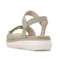 Grüne remonte Riemchensandalen D2K58-52 mit einem Klettverschluss. Schuh von hinten.