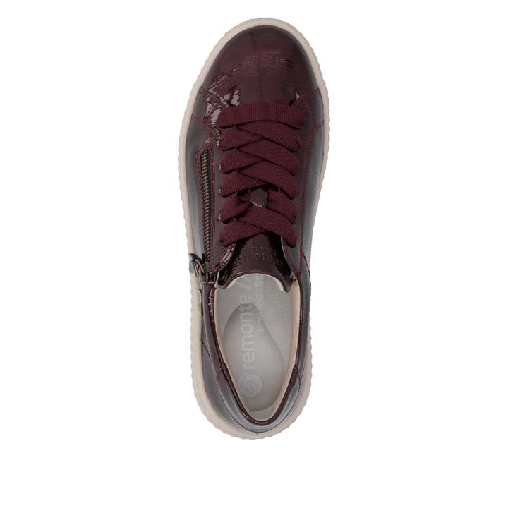 Baskets basses remonte rouges végan pour femmes D3E07-35. Chaussure vue de dessus.