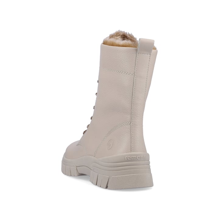 Hellbeige remonte Damen Schnürstiefel D0E72-60 mit Schnürung und Reißverschluss. Schuh von oben