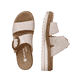 Beige remonte Damen Pantoletten D0Q51-80 mit einem Klettverschluss. Schuh von oben, liegend.
