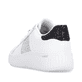 Weiße remonte Damen Schnürschuhe D3E02-80 mit dekorativem Schmuckdetail. Schuh von hinten.