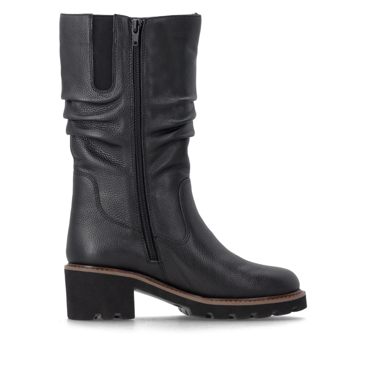 Schwarze remonte Hochschaftstiefel D0A75-01 mit wasserabweisender TEX-Membran. Schuh Innenseite.