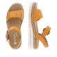 Orangene remonte Damen Riemchensandalen D0Q52-38 mit einem Klettverschluss. Schuh von oben, liegend.