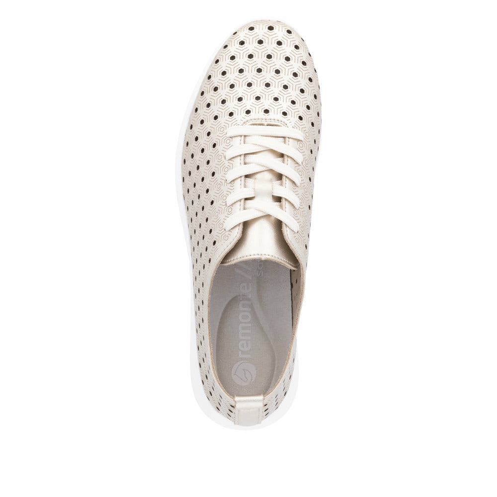 Goldene remonte Damen Schnürschuhe R7101-91 mit der Komfortweite G. Schuh von oben.
