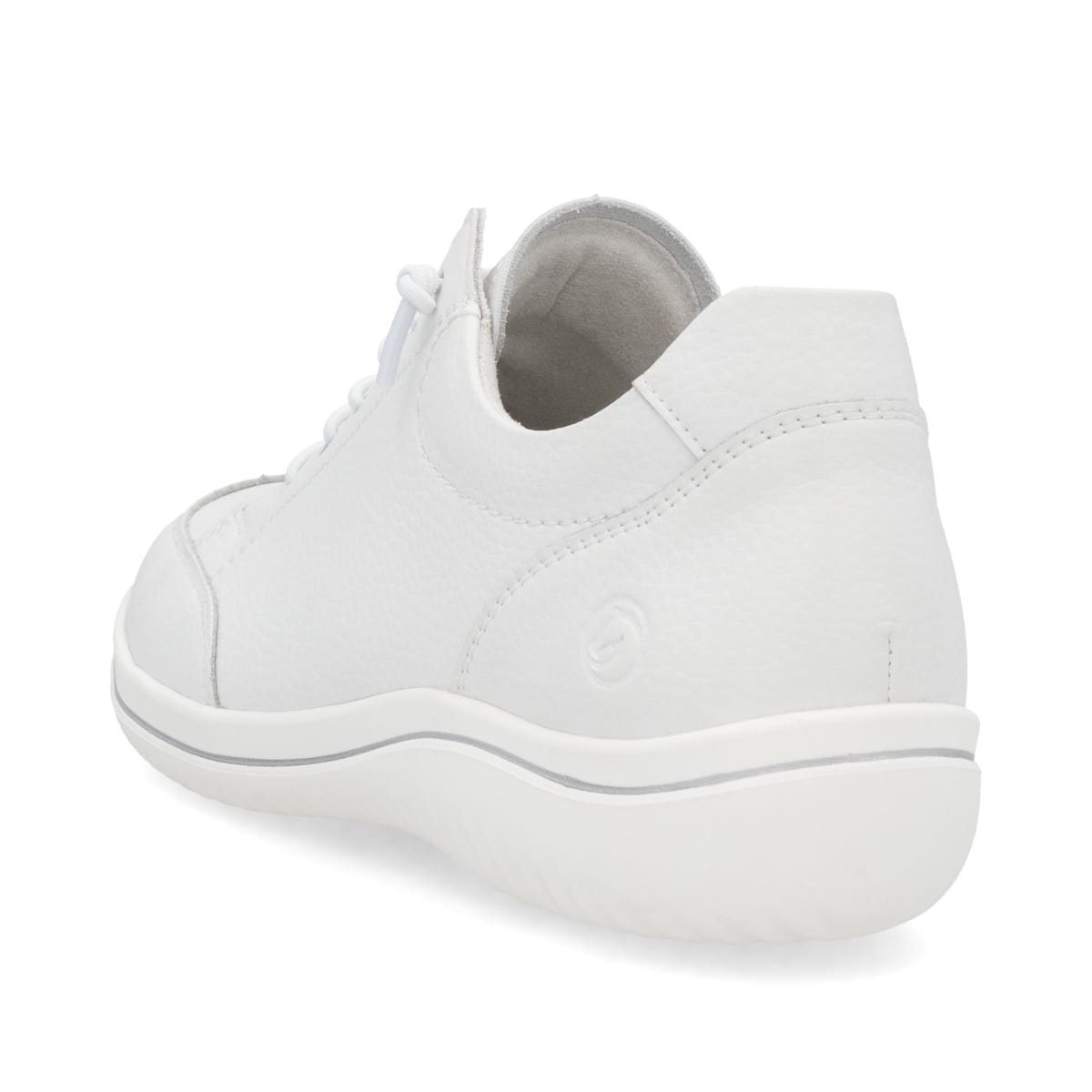 Weiße remonte Damen Schnürschuhe D1E07-80 mit der Komfortweite G. Schuh von hinten.