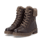 Dunkelbraune remonte Damen Schnürstiefel D0B74-25. Schuhpaar seitlich schräg.