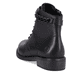 
Glanzschwarze remonte Damen Biker Boots D0F74-01 mit Schnürung und Reißverschluss. Schuh von hinten