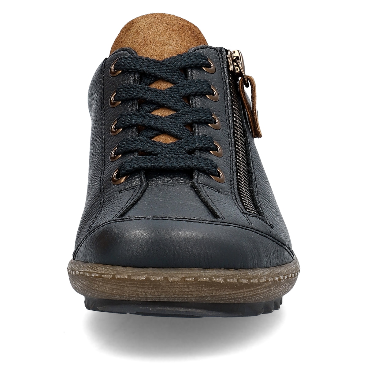 Dunkelblau-braune remonte Damen Schnürschuhe R1402-16. Schuh von vorne.