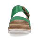 Smaragdgrüne remonte Damen Pantoletten D0Q51-52 mit Klettverschluss. Schuh von vorne.