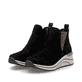Chelsea Boots remonte noires D0T75-05 avec fermeture éclair. Chaussures inclinées sur le côté.