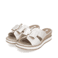 Goldene remonte Damen Pantoletten D6456-92 mit Gummizug sowie weicher Innensohle. Schuhpaar seitlich schräg.
